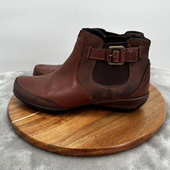 Aetrex Shoes Womens Size 5.5 Brown Leather Buckle Ankle Boots Comfort Orthotic - Picture 4 of 12